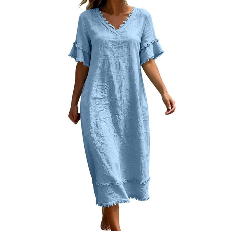 Rosa – Leichtes Strandkleid mit Rüschendetails