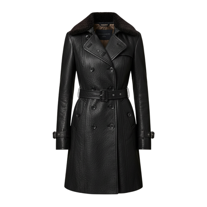 Valentina™ | Eleganter langer 3/4 Leder-Mantel